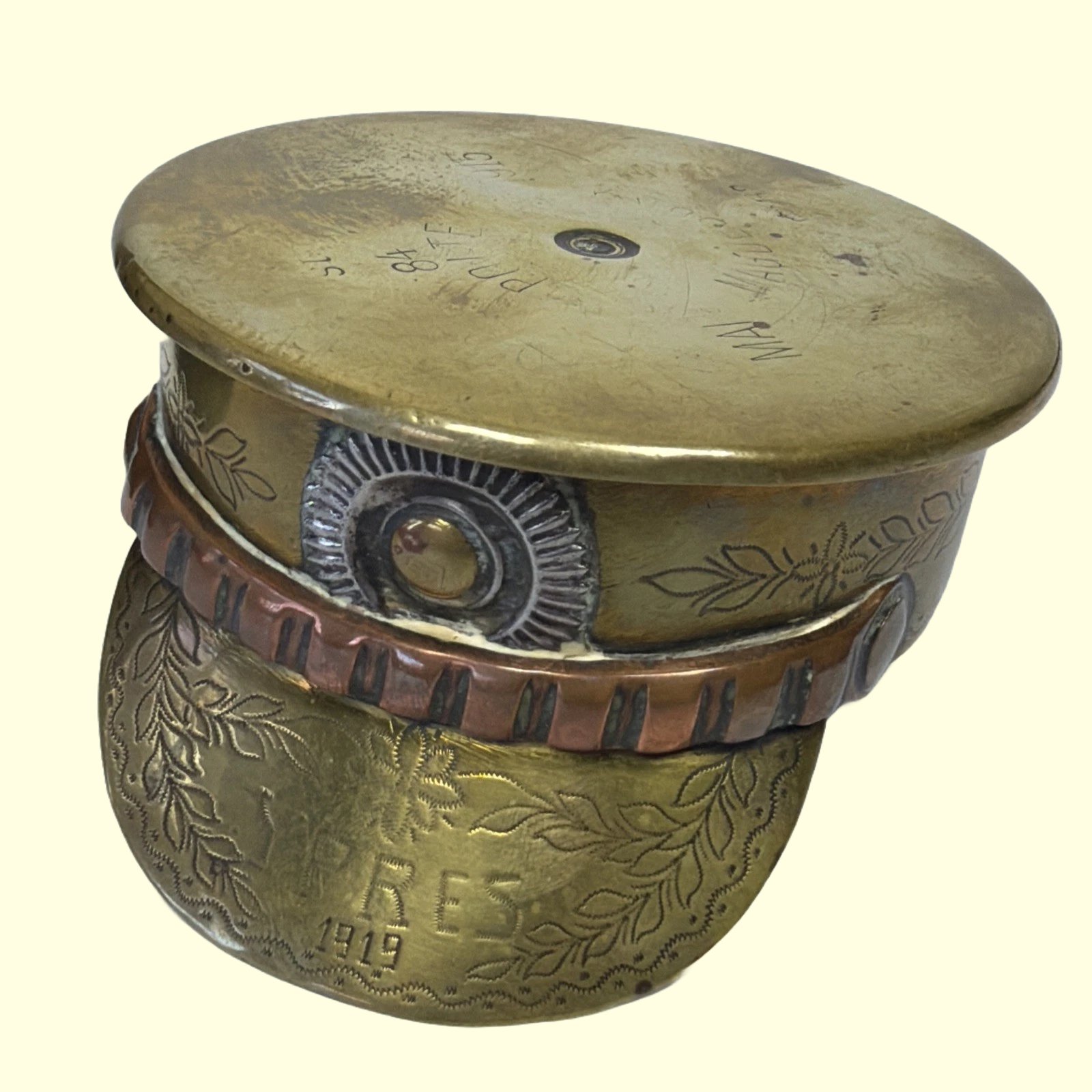 Trench Art Brass Military Cap