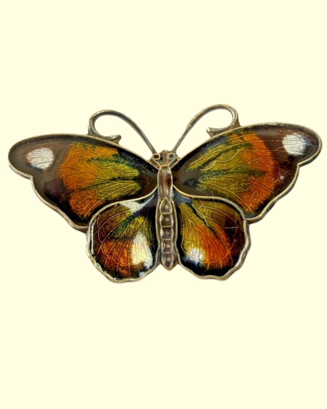 Silver Enamel Butterfly Brooch