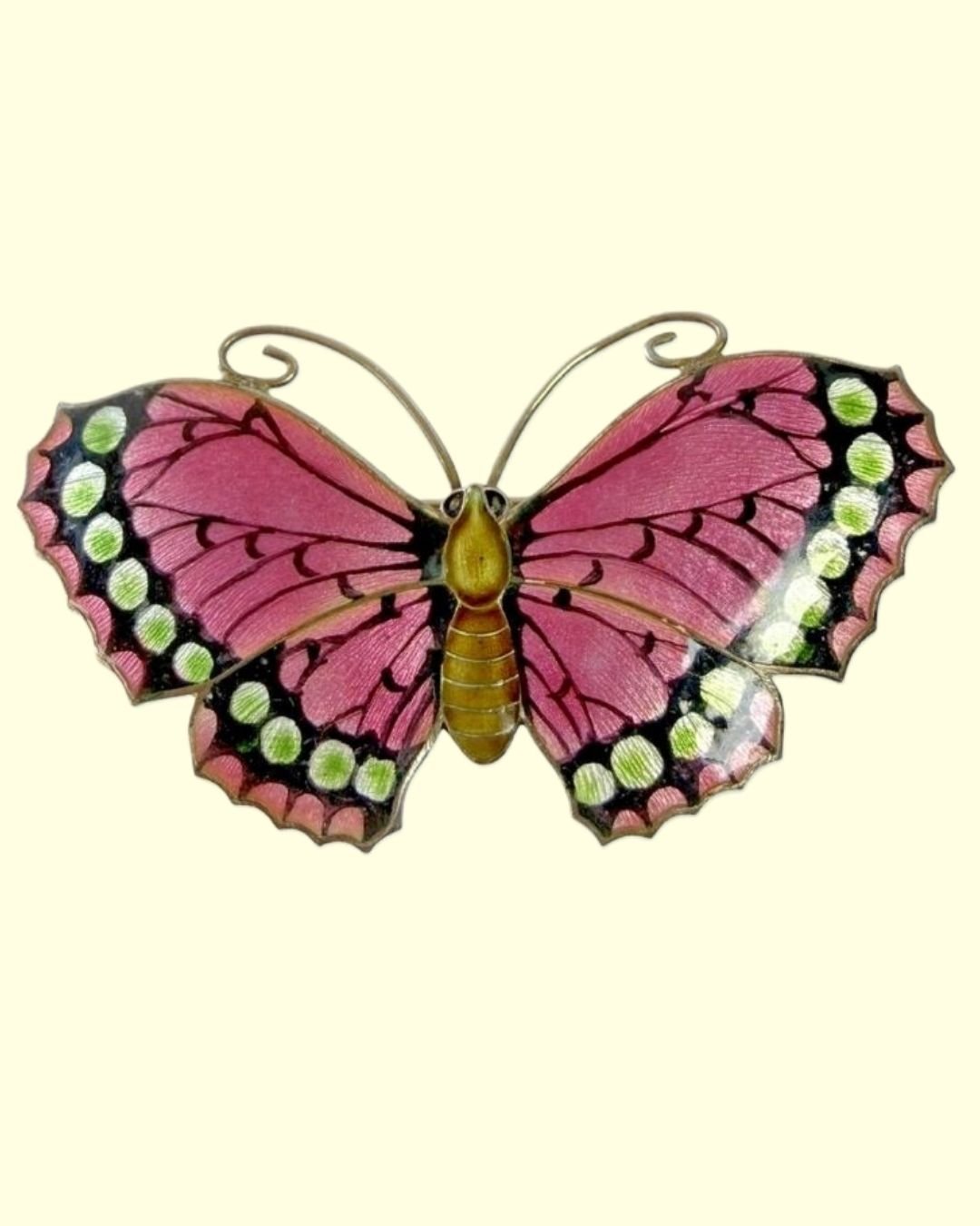 Silver Enamel Butterfly Brooch
