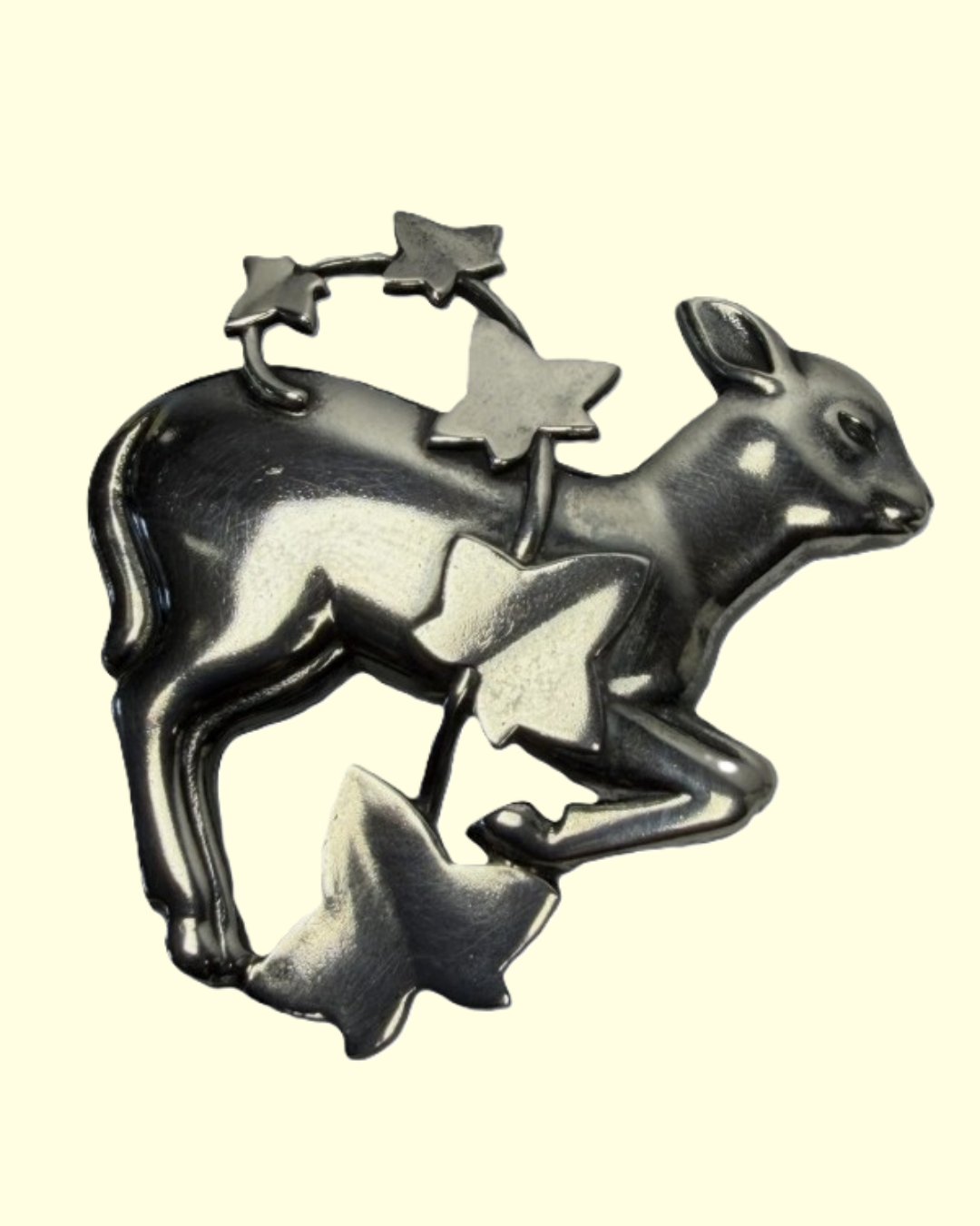 Solid Silver Lamb & Ivy Brooch