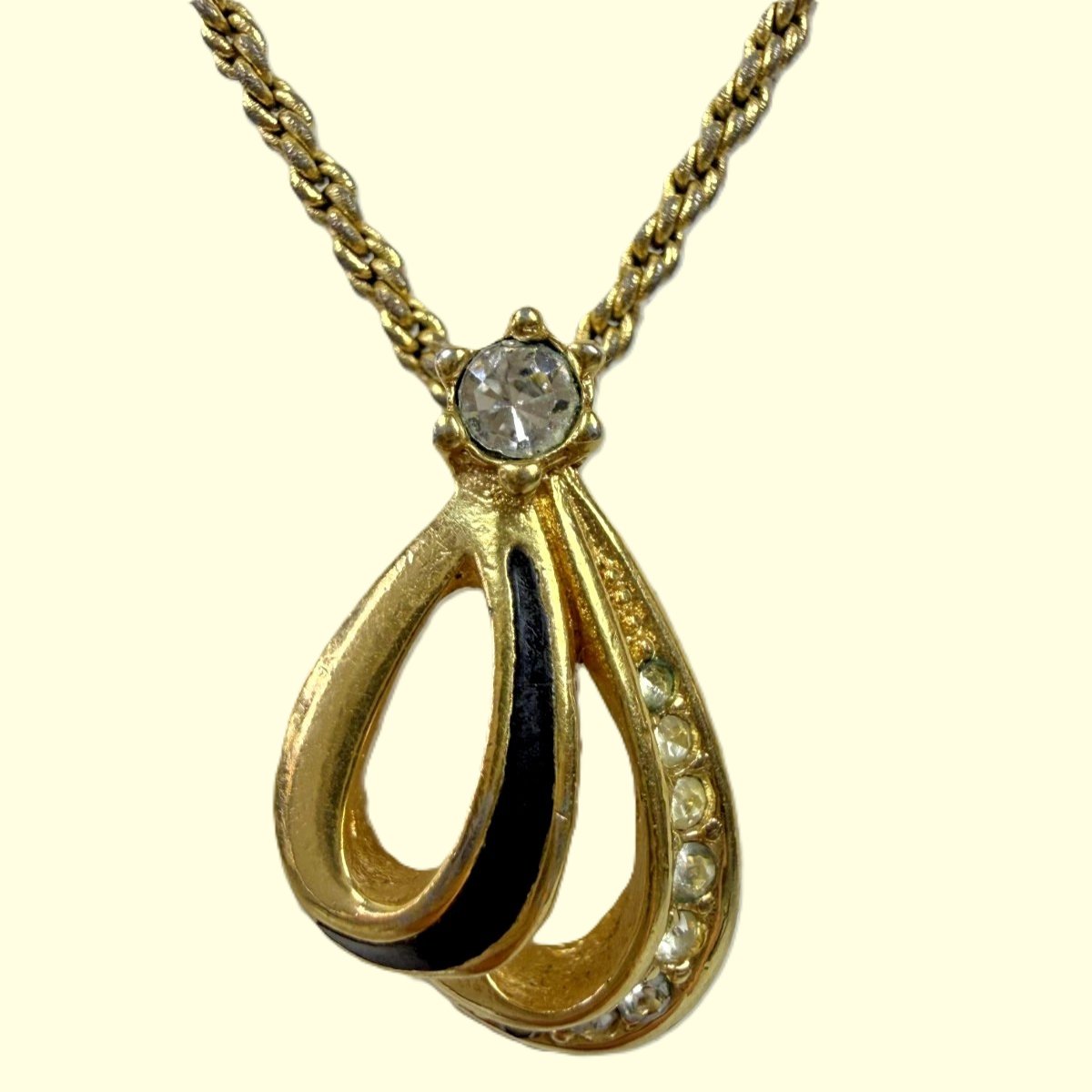 Vintage Christian Dior Necklace Crystal Pendant