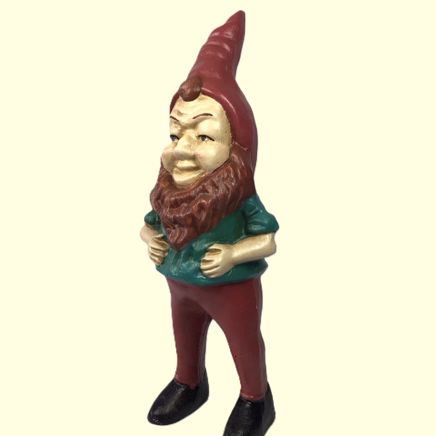 Vintage Cast Iron Garden Gnome Doorstop
