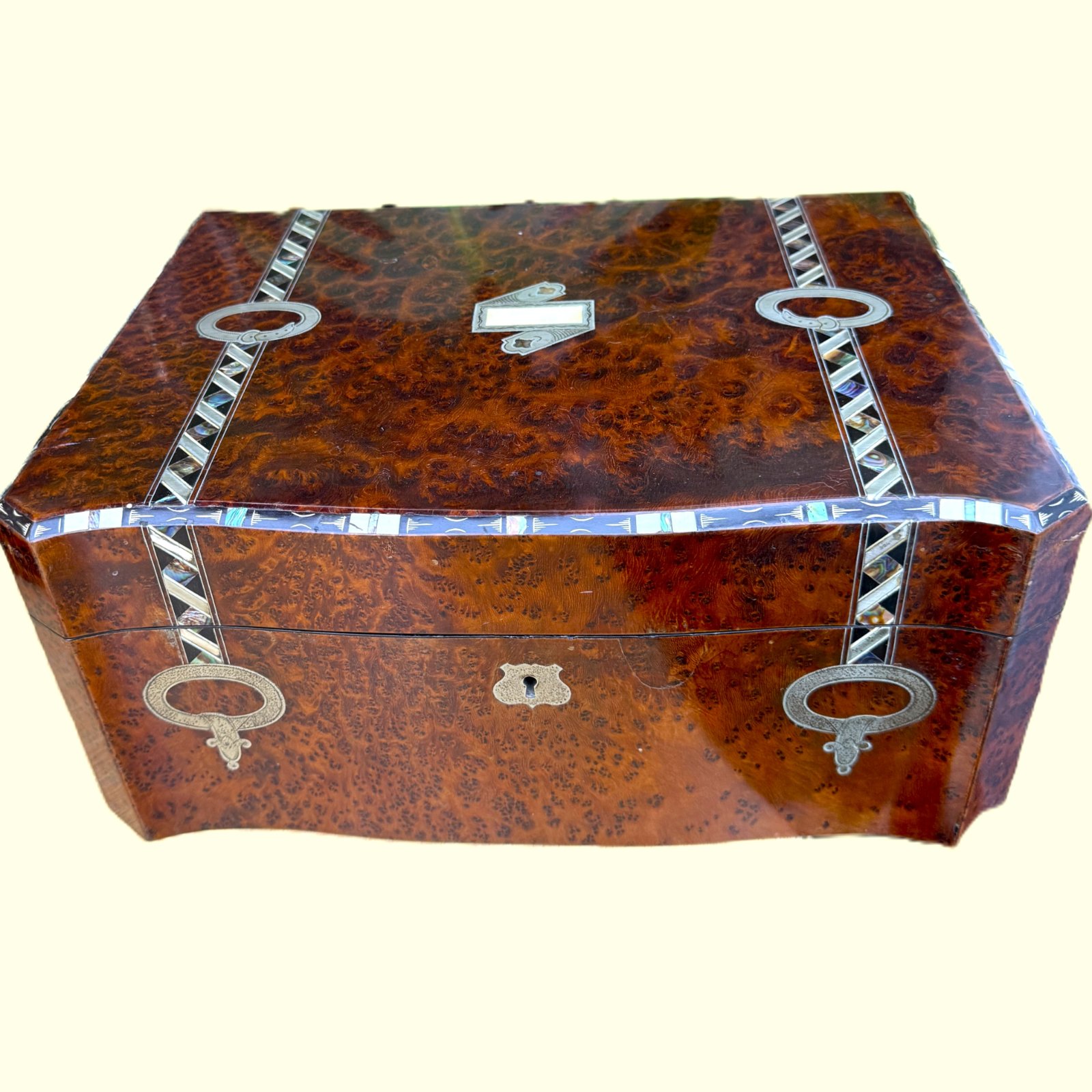 Antique Amboyna & Mother-of-pearl Inlaid Writing Slope