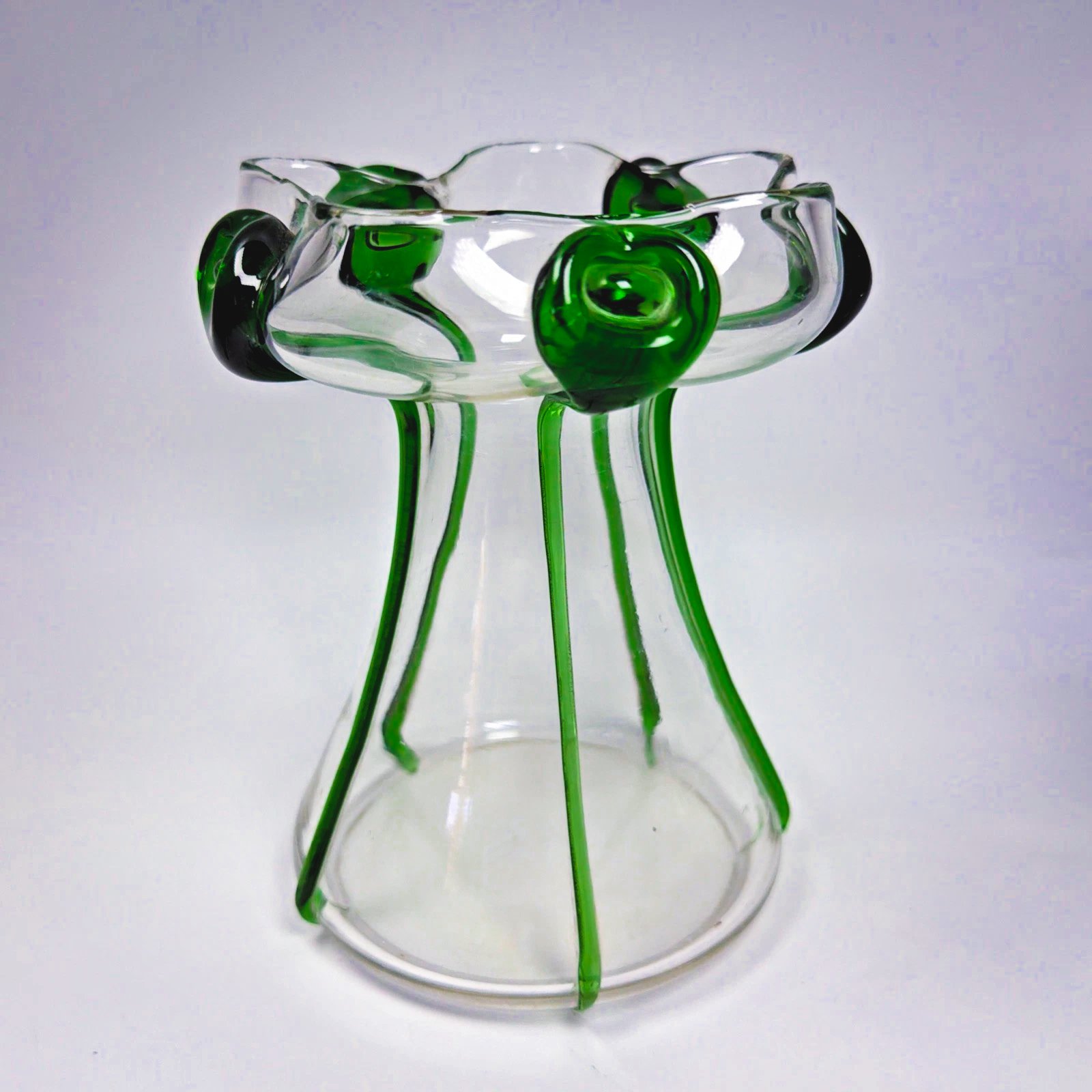 Antique Cairngorm Peacock Pattern Glass Vase