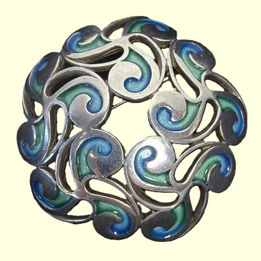 Vintage Orkney Scottish Silver Enamel Brooch